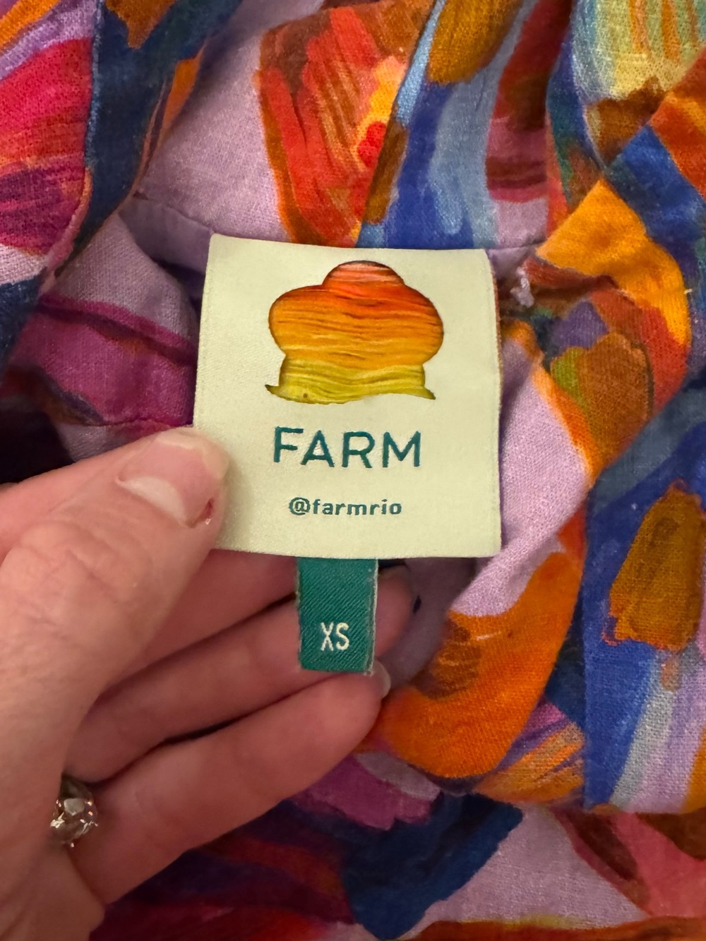 XS FARM Rio “Coloured Bananas” Wrap Mini Summer Linen Dress - Picture 4 of 6